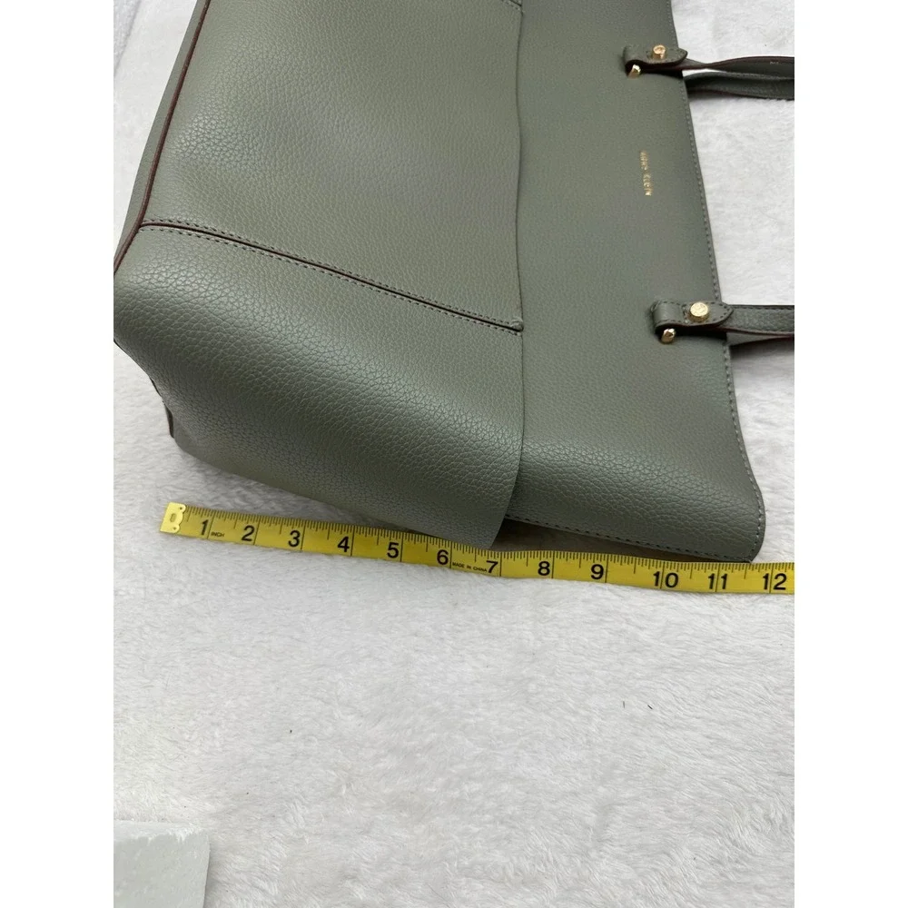 Anne Klein Sage Green Pebbled Faux Leather Tote Bag Gold Hardware Q4/2024/10136